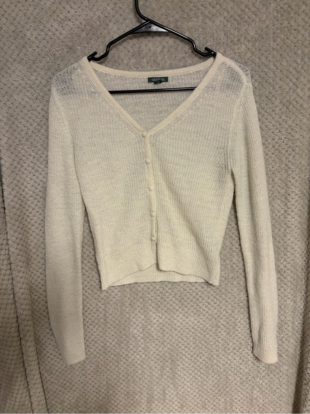 wild fable Cream V-Neck Buttoned Lightweight Cardigan